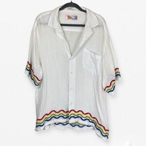 Abercrombie & Fitch Trevor Project White Cotton Shirt with Rainbow Embroidery